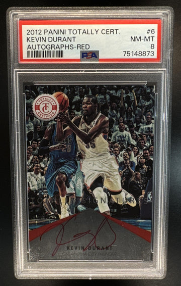 2012 Panini Totally Certified Kevin Durant #6 Red Signatures /25 Auto PSA 8