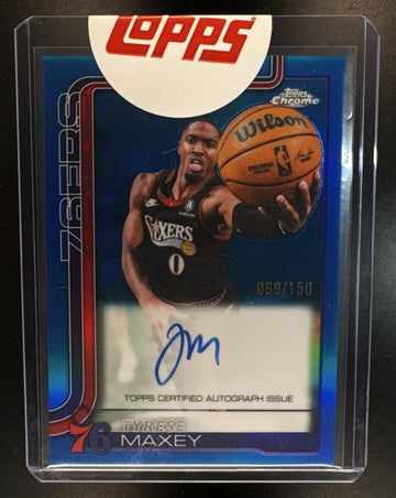 2025-26 Topps Chrome Update Tyrese Maxey #TCA-TM Auto Blue Refractor /150 76ers