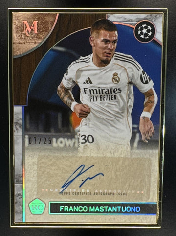 2025 Topps Museum Collection UEFA UCC Franco Mastantuono Framed Auto Blue Topaz /25