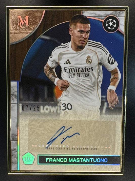 2025 Topps Museum Collection UEFA UCC Franco Mastantuono Framed Auto Blue Topaz /25