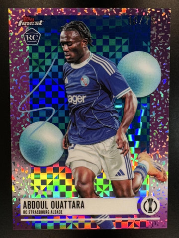 2025 Topps Finest UEFA UCC Abdoul Ouattara #381 Blue Checkerboard Refractor /75 Strasbourg