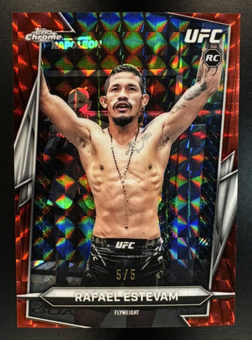 2026 Topps Chrome UFC Rafael Estevam #22 Red Geometric Refractor 5/5 RC