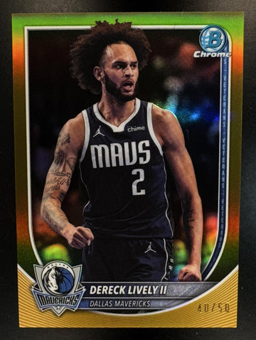2025-26 Bowman Dereck Lively II #BCV-198 Chrome Gold Refractor 40/50 Mavericks
