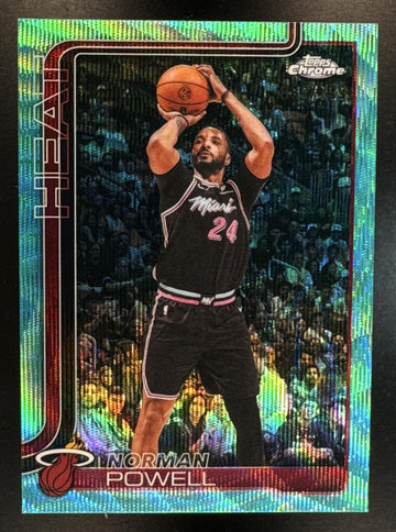 2025-26 Topps Chrome Update Norman Powell #58 Aqua Wave Refractor /199 Heat