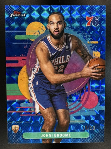 2025 Topps Finest Johni Broome #124 Uncommon Blue Geometric Refractor /50 RC 76ers