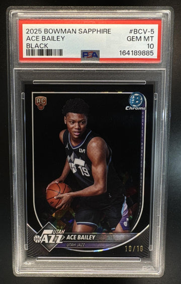 2025 Bowman Sapphire Ace Bailey #BCV-5 Chrome Black Refractor 10/10 RC Jazz PSA