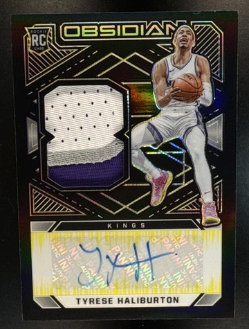 2020 Panini Obsidian Tyrese Haliburton #234 Electric Etch Yellow /10 MEM Auto RC Kings