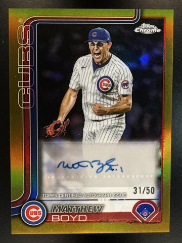 2025 Topps Chrome Update Matthew Boyd #AC-MB Auto Gold Refractor 31/50 Cubs