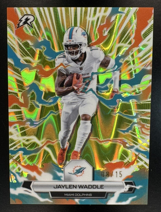 2025 Topps Resurgence Jaylen Waddle #62 Lime Green Power Surge Refractor /15 Dolphins