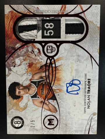2025 Topps Motif Nolan Traore #RTRA-NT Rookie Triple Relic Auto Scarlet /5 Nets
