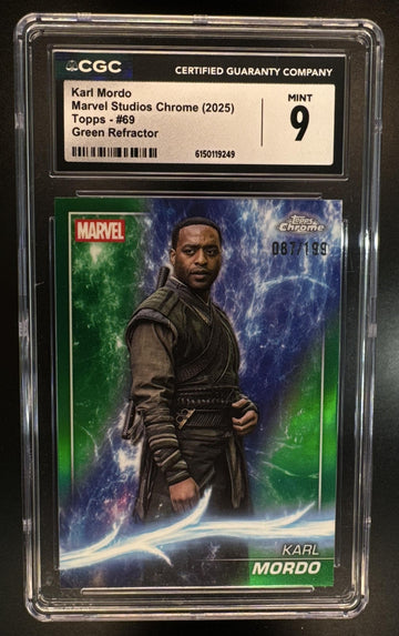 2025 Topps Chrome Marvel Studios Karl Mordo #69 Green Refractor /199 CGC 9