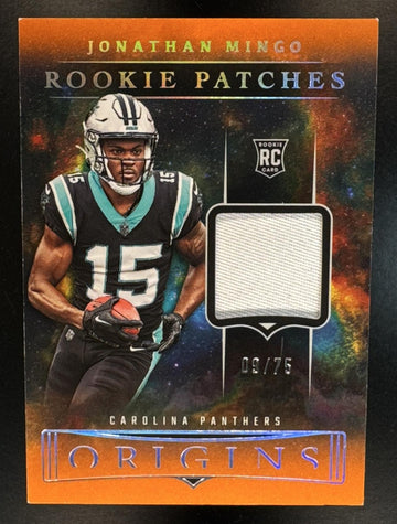 2023 Panini Origins Jonathan Mingo #RP-JM Rookie Patches Orange 9/75 RC Panthers