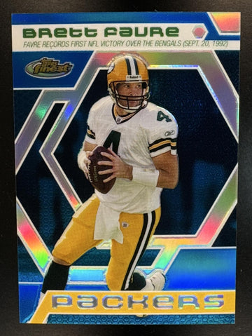 2006 Topps Finest Brett Favre #BF18 Moments Blue Refractor 131/299 Packers