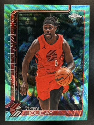 2025 Topps Chrome Update Jrue Holiday #64 Aqua Wave Refractor /199 Trail Blazers