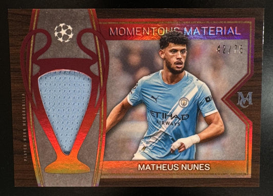 2025 Topps Museum Collection UEFA Matheus Nunes Momentous Mat. Relics Ruby /75