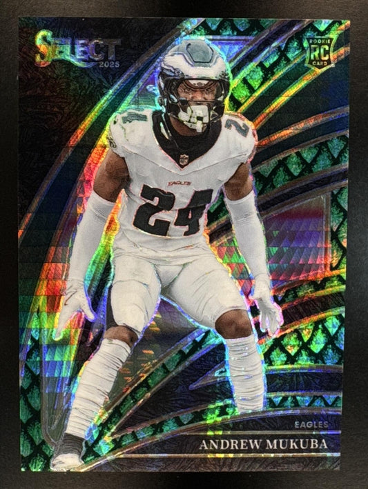 2025 Panini Select Andrew Mukuba #291 Club Level Dragon Scale Prizm 37/50 Eagles