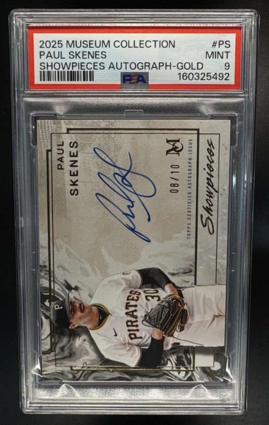 2025 Topps Museum Collection Paul Skenes #SA-PS Showpieces Auto Gold /10 PSA 9