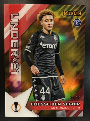 2022 Topps Merlin Chrome UEFA UCC Eliesse Ben Seghir #U21-20 Under 21 Gold Refractor /50 As Monaco