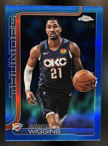 2025-26 Topps Chrome Update Aaron Wiggins #132 Blue Refractor 64/150 Thunder