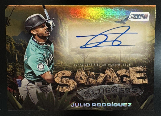 2025 Topps Stadium Club Julio Rodriguez #SS-JR Savage Sluggers Auto Gold Foilboard 1/1