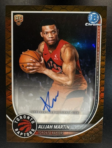 2025 Bowman Alijah Martin #BCA-AM Chrome Auto Reptilian Orange Refractor /25 RC Raptors