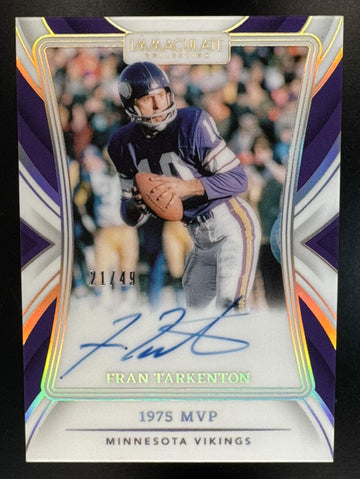 2024 Panini Immaculate Fran Tarkenton #IMA-FTN Moments Auto 21/49 Vikings