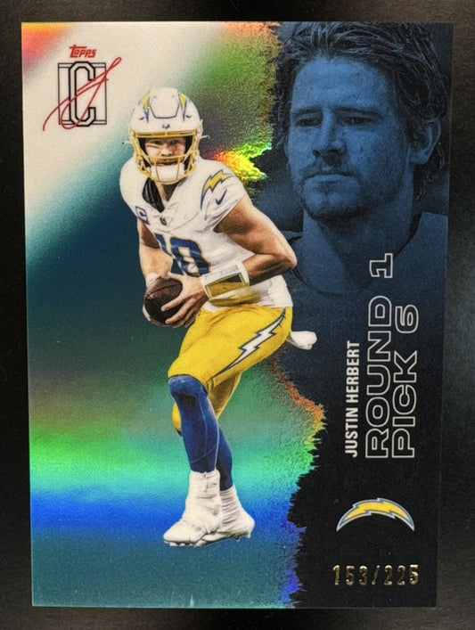 2025 Topps Signature Class Justin Herbert #30 Chrome Veteran Teal Refractor /225 Chargers
