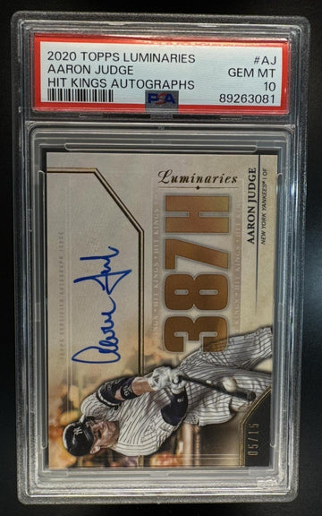 2020 Topps Luminaries Aaron Judge #HK-AJ Hit Kings Auto 5/15 PSA 10 Yankees