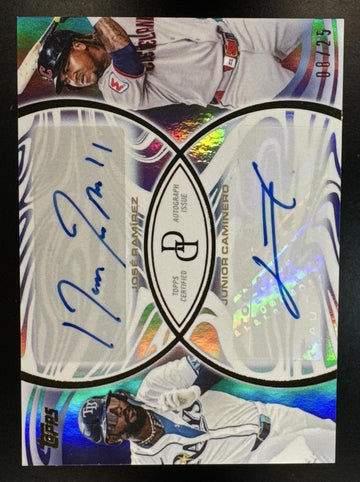 2026 Topps Dynamic Duals Junior Caminero Jose Ramirez #10-A Auto Blue 8/25 Rays Guardians