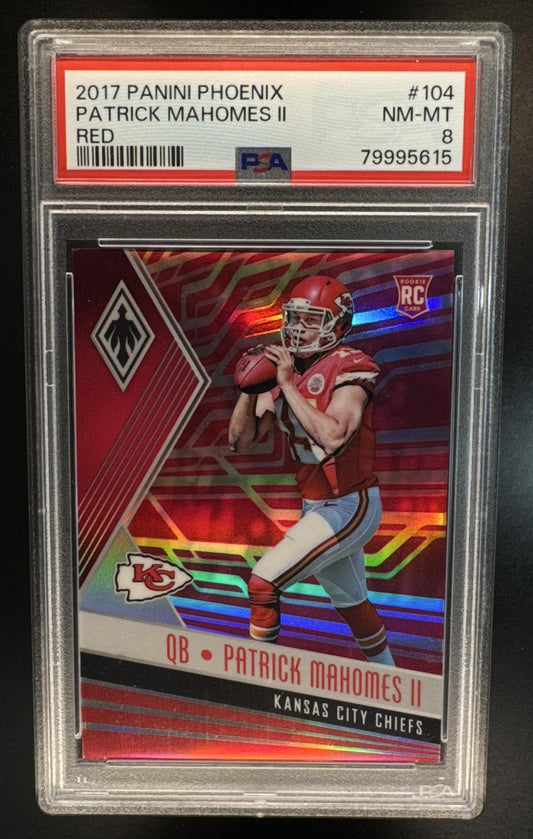 2017 Panini Phoenix Patrick Mahomes II #104 Red /199 Rookie Chiefs PSA 8