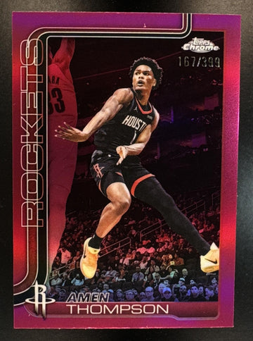 2025-26 Topps Chrome Update Amen Thompson #44 Magenta Refractor 167/399 Rockets