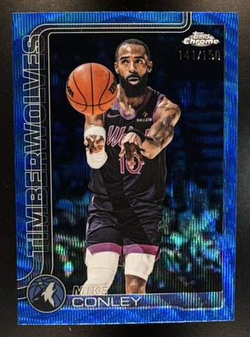 2025 Topps Chrome Update Mike Conley #109 Blue Wave Refractor /150 Mavericks