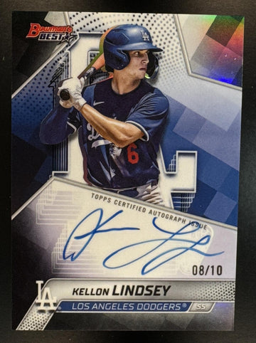 2025 Bowman's Best Kellon Lindsey #B25-KL Best of Auto Black Refractor /10 Dodgers