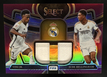 2023 Panini Select FIFA Jude Bellingham Vini Jr. #DS-RM Dual Swatches Purple /49