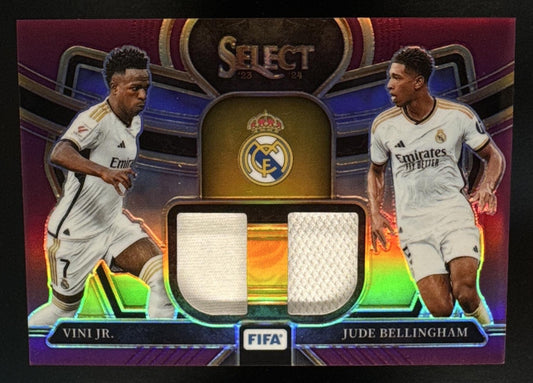 2023 Panini Select FIFA Jude Bellingham Vini Jr. #DS-RM Dual Swatches Purple /49