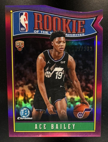 2025 Bowman Ace Bailey #RY-5 ROY Favorites Chrome Fuchsia Refractor /199 RC Jazz
