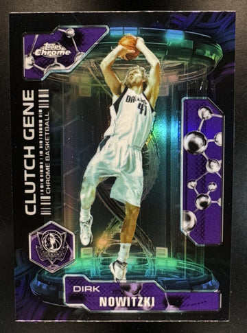 2025 Topps Chrome Update Dirk Nowitzki #CG-26 Clutch Gene Purple Refractor /75 Mavericks