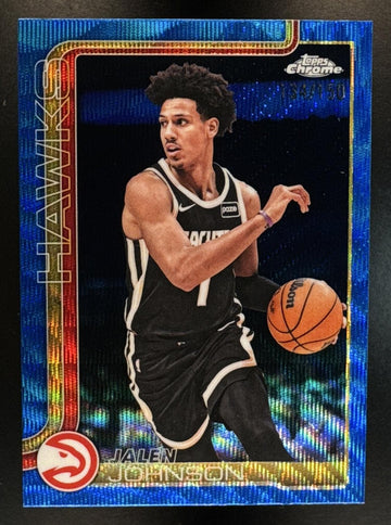 2025-26 Topps Chrome Update Jalen Johnson #49 Blue Wave Refractor 134/150 Hawks