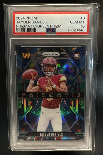 2024 Panini Prizm Jayden Daniels #3 Prizmatic Green RC Commanders PSA 10
