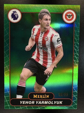 2026 Topps Merlin Premier League Yehor Yarmolyuk #40 Green Refractor /99 Brentford