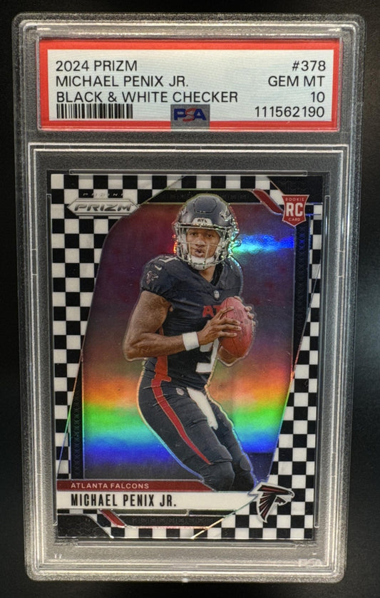 2024 Panini Prizm Michael Penix Jr. #378 Black and White Checker RC PSA 10