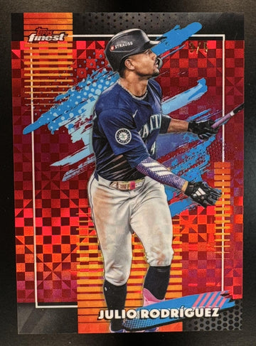 2025 Topps Finest Julio Rodriguez #110 Uncommon Red Geometric Refractor /5 Mariners