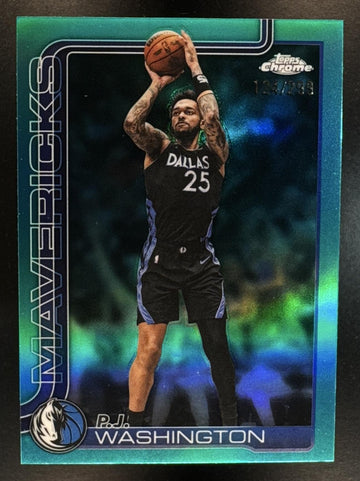 2025 Topps Chrome Update P.J. Washington #122 Teal Refractor /299 Mavericks