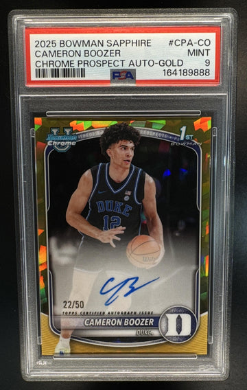 2025 Bowman Sapphire Basketball Cameron Boozer Chrome Prospect Autograph Gold Refractor /50 PSA 9
