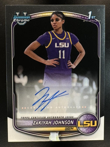 2025-26 Bowman ZaKiyah Johnson #CPA-ZJ Chrome Auto 1st Prospect Tigers
