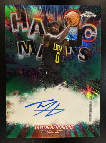 2025-26 Topps Chrome Update Taylor Hendricks #HM-TH Havoc Marks Auto Green /99 Jazz