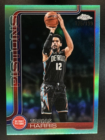 2025-26 Topps Chrome Update Tobias Harris #124 Aqua Refractor 126/199 Pistons