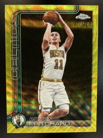 2025-26 Topps Chrome Update Payton Pritchard #121 Yellow Wave Refractor /275 Celtics