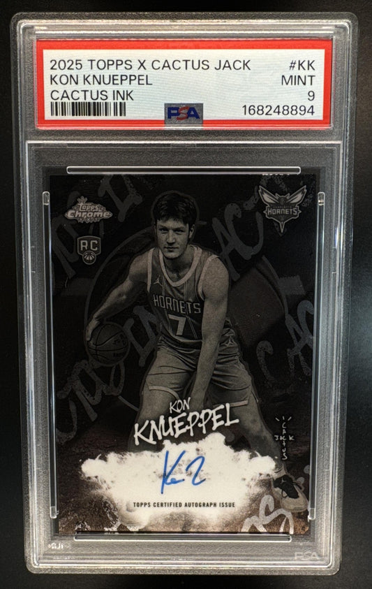 2025-26 Topps Chrome x Cactus Jack Kon Knueppel #CI-KK Ink RC Auto Hornets PSA 9