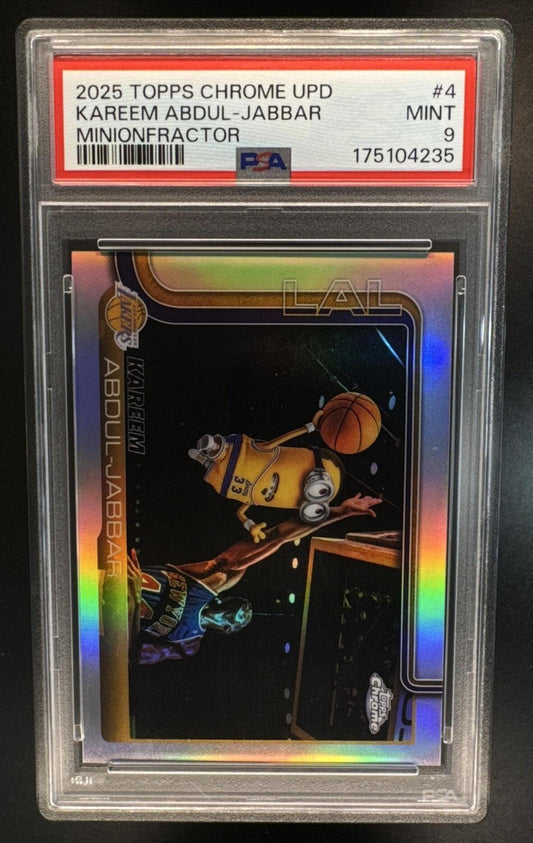 2025 Topps Chrome Update Kareem Abdul-Jabbar Minionfractor M-4 Variation SSP Lakers PSA 9